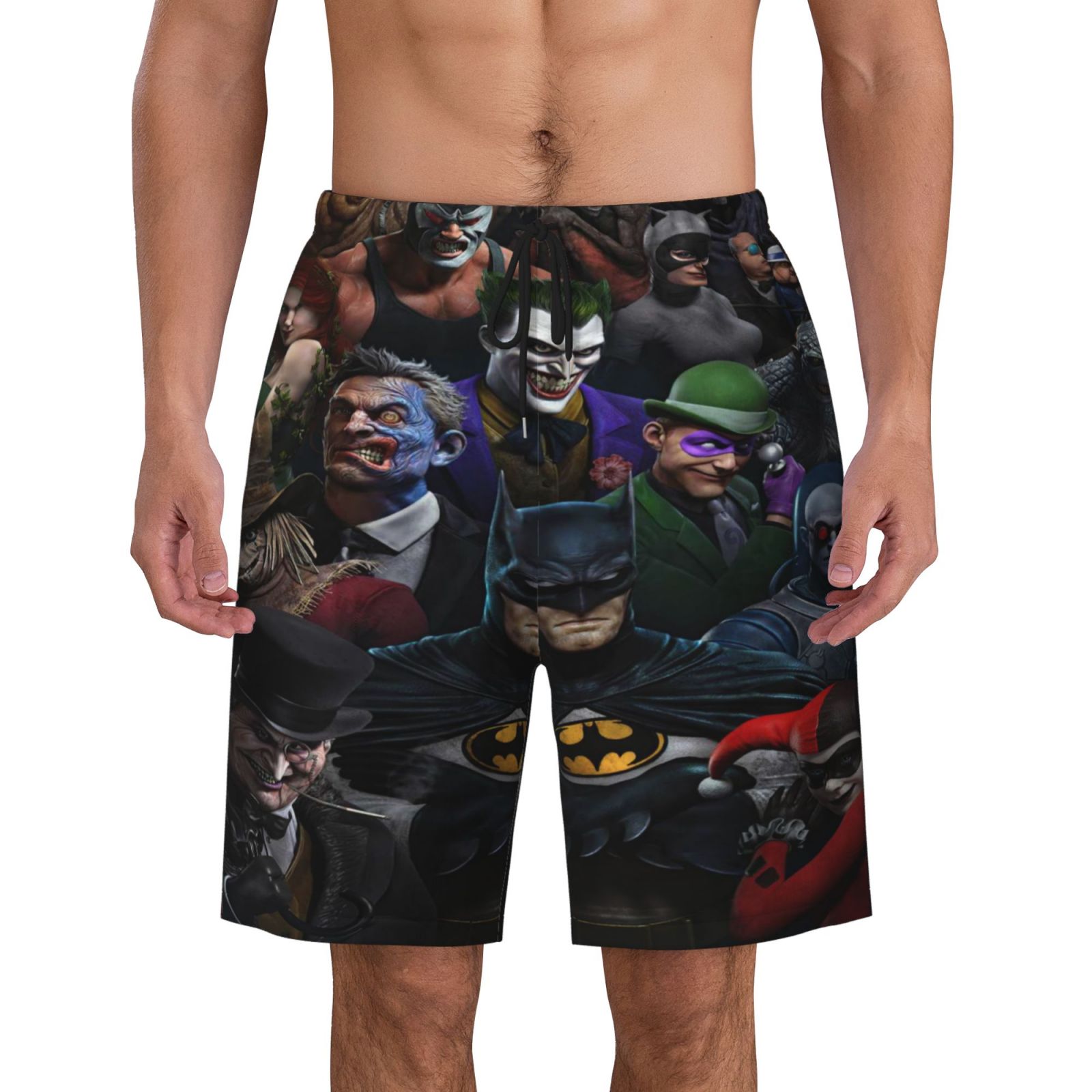 Batman Mens Swim Trunks Quick Dry Board Shorts With Mesh Lining, Beach Shorts Swimwear Bathing Suits